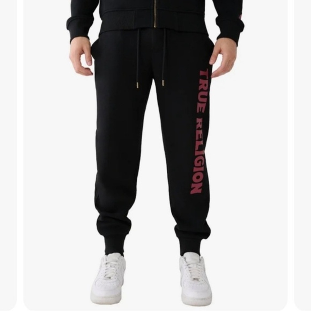 True Religion size L jet black & red True Side Hit Jogger loungewear sweatpants